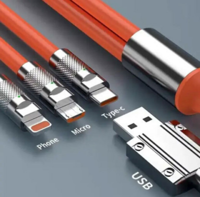ARmaxtron - 120W 3-in-1 Multi Charging Cable (6A Max), Fast USB to Type C, Micro USB & Lightning Cable, Heavy Duty Tangle-Free Fast Charging Cable and Fast Data Transfer