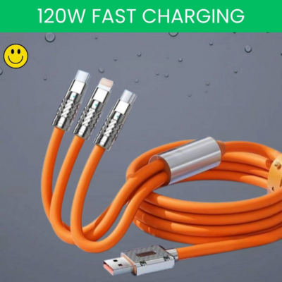 ARmaxtron - 120W 3-in-1 Multi Charging Cable (6A Max), Fast USB to Type C, Micro USB & Lightning Cable, Heavy Duty Tangle-Free Fast Charging Cable and Fast Data Transfer