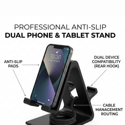 ARmaxtro - Duel Sided 2 in 1 Universal Mobile and Tablet Stand | High quality Fiber Material with Anti-slip silicone pads