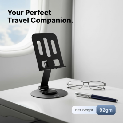 ARmax - 360° Rotatable & Foldable Mobile Phone Stand – Metallic, Adjustable Height & Angle