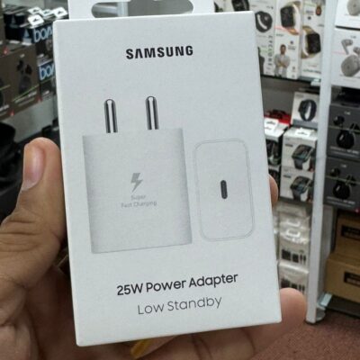 Samsung 25 W Adapter, Type-C, Fast Charging, Zero Standby Power Consumption, Without Cable, White