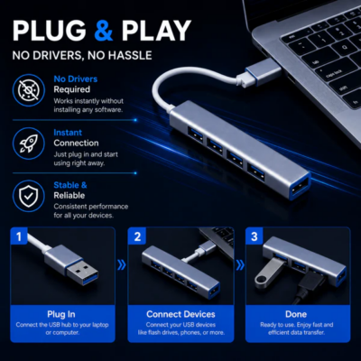 ARmax -USB hub - USB A To 4 Port USB 3.0 USB Hub / Aluminium Alloy Mobile and Laptop Adapter